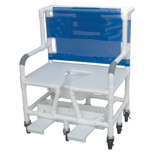 Bariatric Shower Commode Chair w/ Deluxe Elongated Soft Seat
