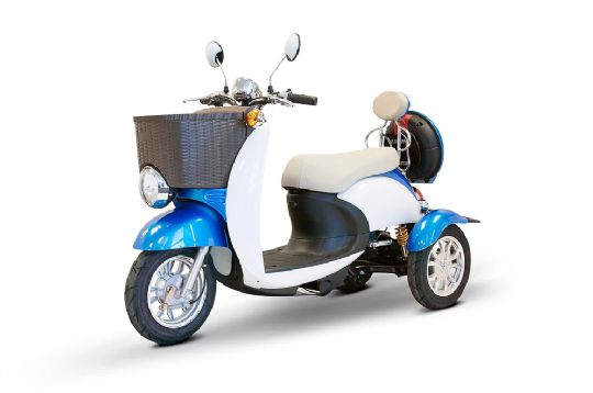 Blue and White Euro-Style 3 Wheel Sport Scooter