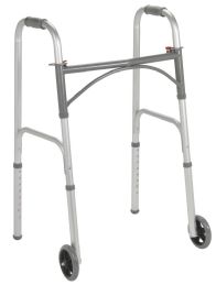 Drive Medical Folding Steel Walkers with 5 Inch Front Casters, 4 Count