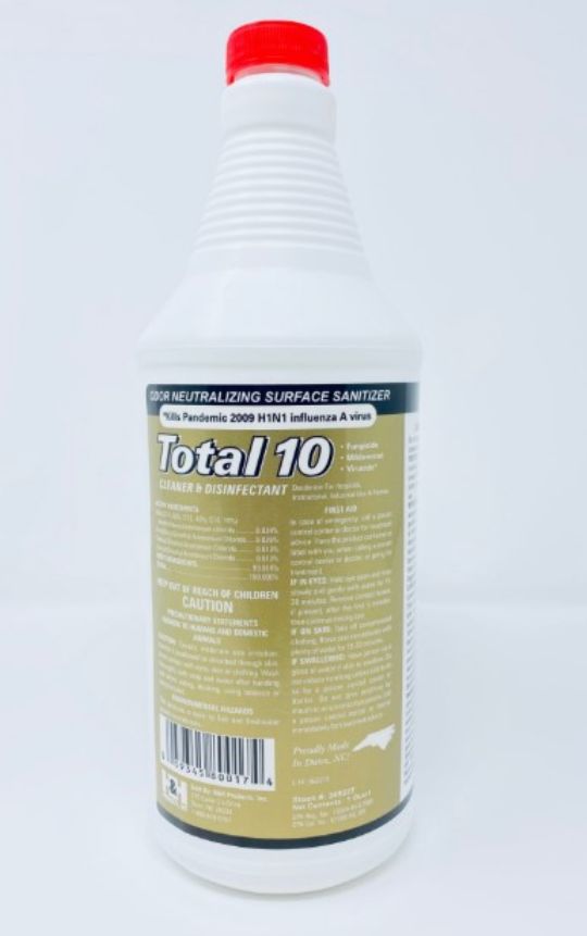 Total 10 Gold Odor Neutralizer Solution - EPA Registered - quarts or gallons available in singles or cases