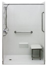 Five Piece 54 in. x 31 in. Wheelchair Accessible Shower