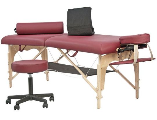 Athena Portable Massage Table Professional Package with Burgundy upholstery