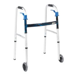 Deluxe Trigger Release Folding Walker with Wheels by Drive Medical