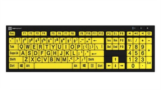 PC Nero Slimline Keyboard by Logickeyboard (Black on Yellow version shown above)