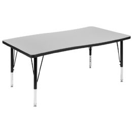Flash Furniture Rectangular Wave Preschool Table - 28 in x 47.5 in  - Durable Top