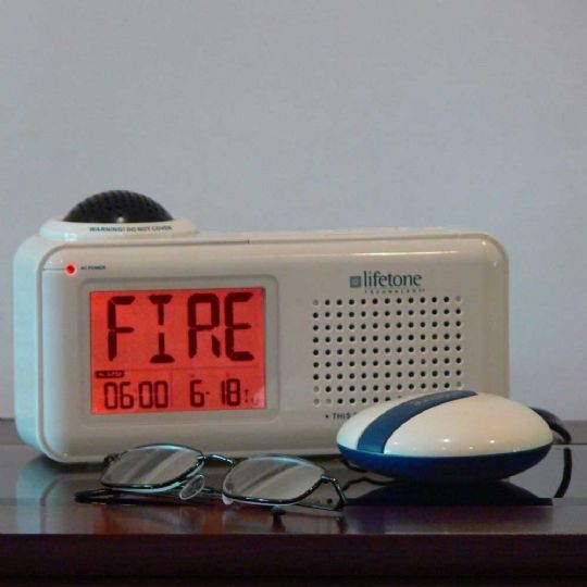 Lifetone HLAC151 Bedside Clock and Vibrating Fire Alarm