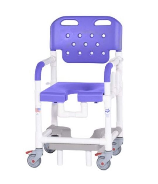 IPU Platinum Drop Arm Shower Chair With Footrest in Blue