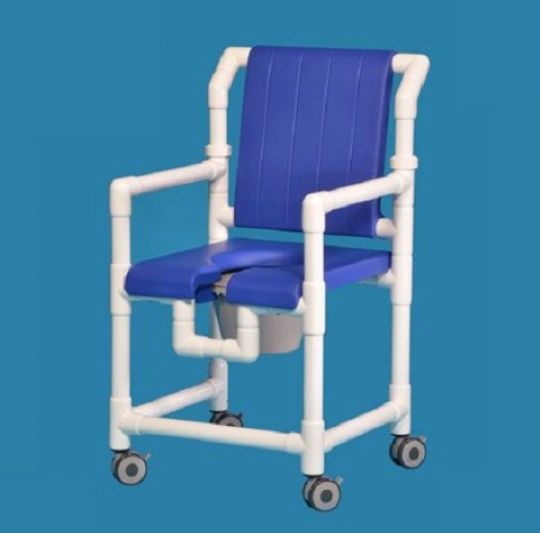 Open Front Soft Seat Deluxe Shower Chair Commode with Waterproof Backrest