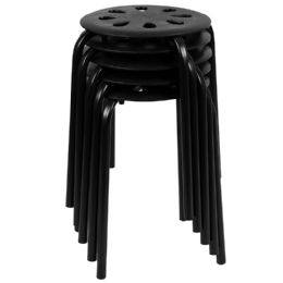 Flash Furniture Tall Black Plastic Nesting Stools - Set of 5