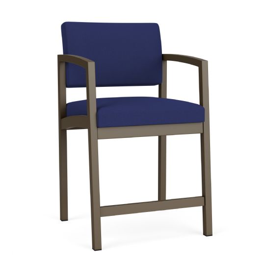 Lenox Steel Hip Chair with cobalt upholstery and bronze frame