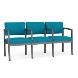3 Seat Sofa with Center Arms and Durable Steel Frame - Lenox Steel by Lesro Furniture - 300 lbs. Per Seat Weight Capacity