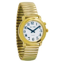 Unisex One Button Talking Watch with Gold Band
