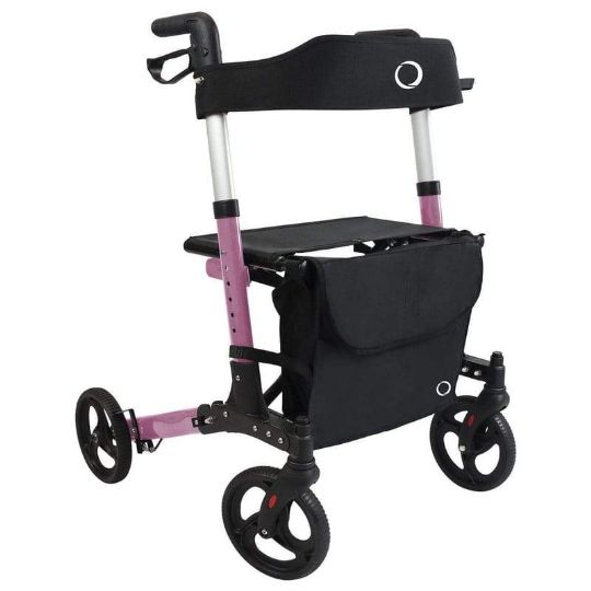 Rollator shown in pink