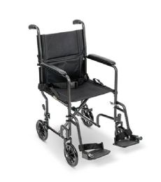 Medacure Foldable Steel Transport Chair with Swing Away Footrests and 250 lbs. Capacity