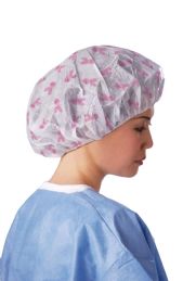 Pro Series Bouffant Caps by Medline in Cancer Awareness Print