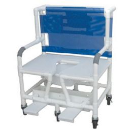 Bariatric Shower Commode Chair with Sliding Self-Storing Footrest