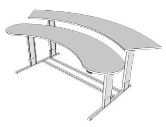 Height Adjustable Curved Dual Surface Command Center