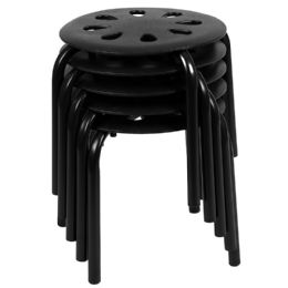 Flash Furniture Short Black Plastic Nesting Stools - Set of 5