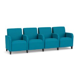 4 Seat Waiting Room Sofa with Dividing Arms, 400 lbs. Capacity, Wood or Steel Legs and 8 Upholstery Colors by Lesro Siena