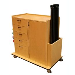 Multi-Purpose Exercise Equipment Cart With Large Cabinet and Upright Storage Compartment SR-008 by Pivotal Health