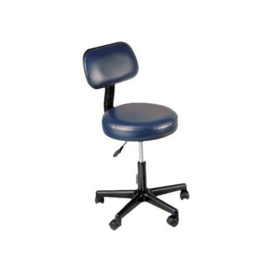 Pneumatic Stool with Backrest in blue