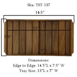 Teak Wood Carrying Tray with Raised Lip for Bathroom Items Transport and Storage