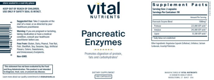 Pancreatic Enzyme Supplement 1000mg by Vital Nutrients