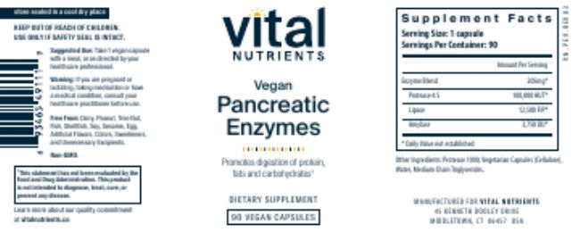 Vegan Pancreatic Enzymes by Vital Nutrients
