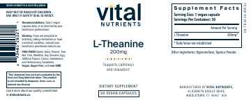 L-Theanine 200mg Capsules by Vital Nutrients