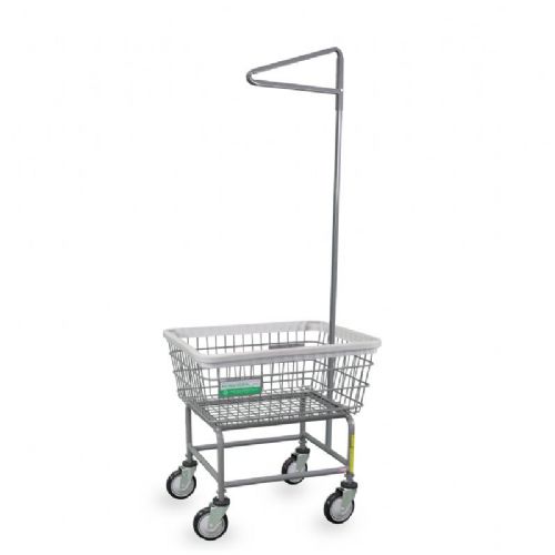 Antimicrobial Wire Laundry Cart with Single Pole Rack