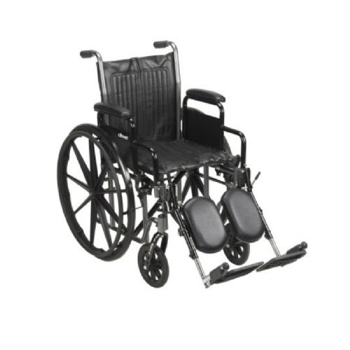 16-inch Wide Wheelchair Seat with Swing-Away Elevated Legrests and Black Composite Wheels