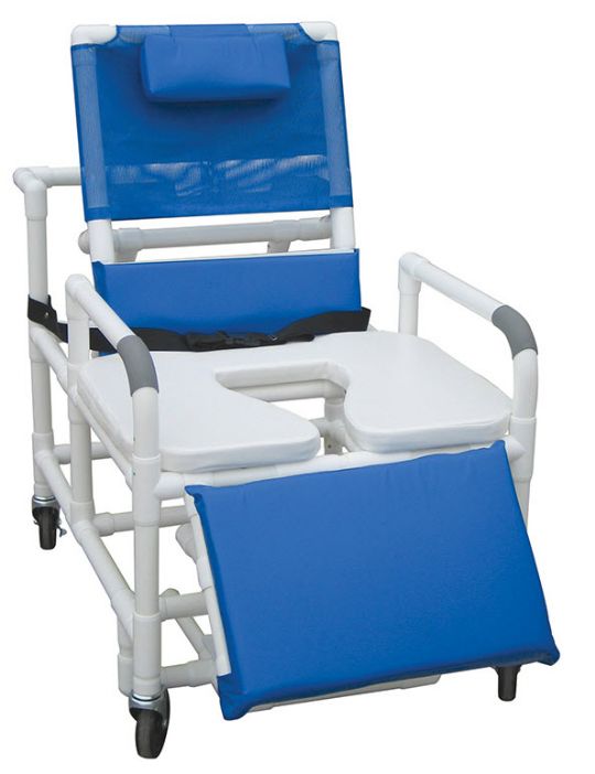 26 in. Internal Width Bariatric Reclining Shower Chair with Elongated Soft Seat (700 lb Weight Capacity) (Shown with Optional Safety Belt)