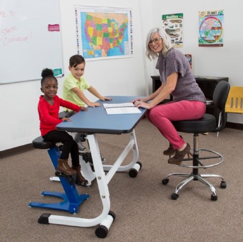 Teacher Stool shown in use for more individualized teaching. 