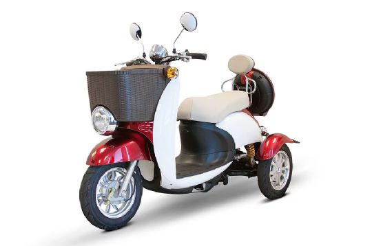 Red and White Euro-Style 3 Wheel Sport Scooter
