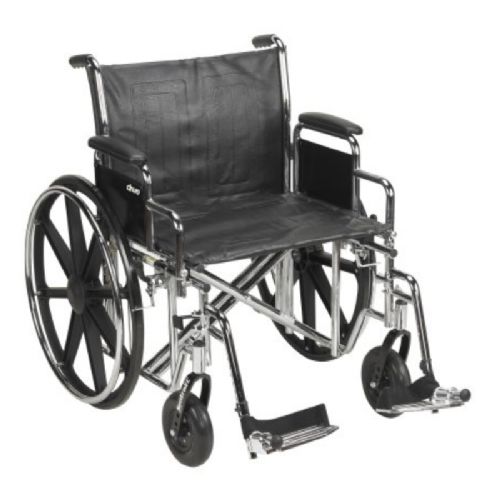 22-inch Wide Wheelchair Seat with Swing-Away Footrests and Black Composite Wheels