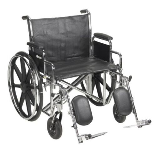 24-inch Wide Wheelchair Seat with Swing-Away Elevated Legrests and Black Composite Wheels