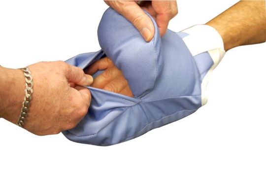 Skil-Care E-Z View Padded Safety Mitts (Pair) allow for easy access for caregivers. 