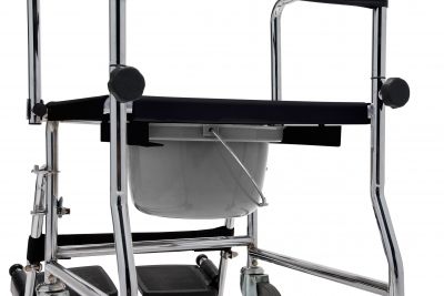 Detailed View of the Drop Arm Versamode Commode 