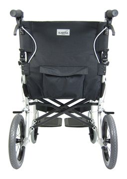 back view of the Ergo Lite Transport Chair with its rear storing pouch