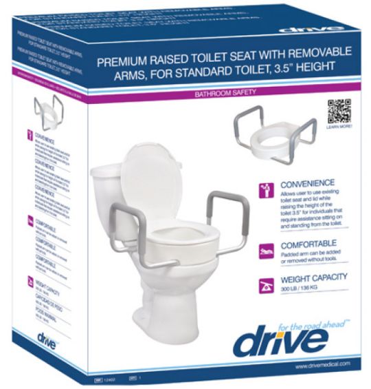 Box View of the Drive Medical Premium Toilet Seat Riser with Removable Arms