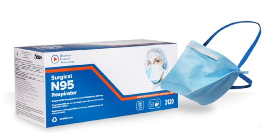 NIOSH N95 Respirator Surgical Mask shown with box