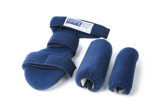 The Comfy C-Grip Hand Orthosis is equipped with three straps and two graduated finger rolls.