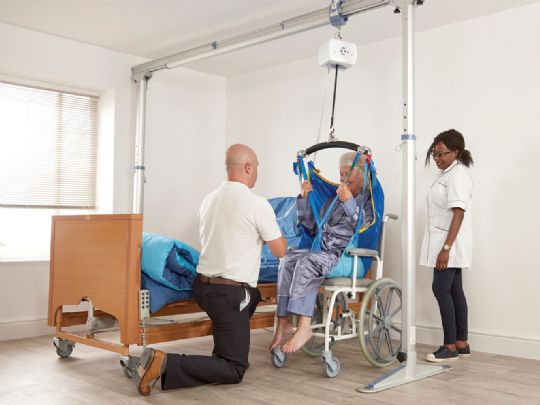 The CP440P Portable Ceiling Lift with FSG Free Standing Gantry Kit provides a convenient and mobile patient lifting system