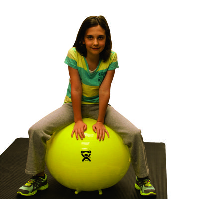 CanDo Non-Slip Inflatable Exercise Ball with Stability Feet Yellow 17.7" 