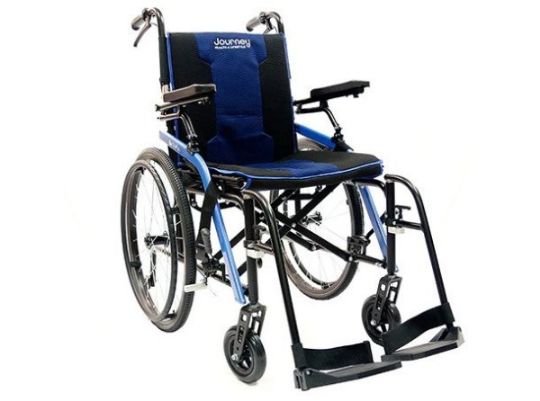 Wheelchair in Blue Frame with Blue Seating Accents Version