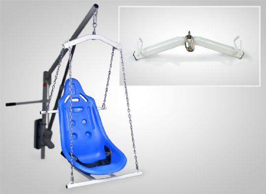 Hard Seat Option is in Blue on the Left. 4-Point Hanger Bar is on the Right.