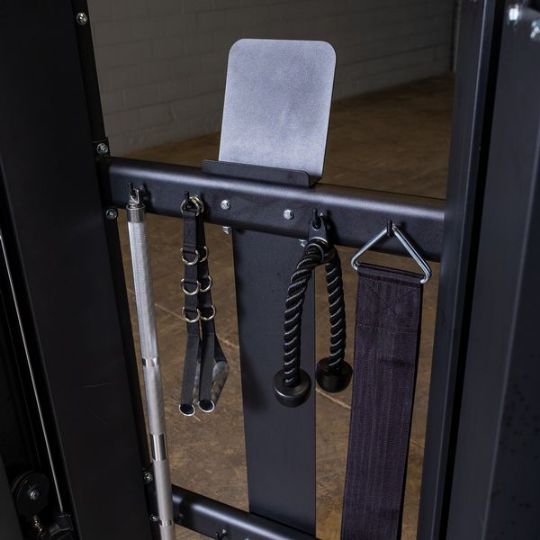 Accessory rack makes it easy to store all your workout equipment