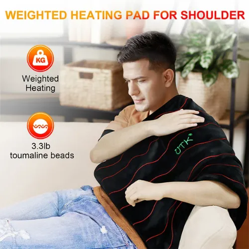 Far Infrared Heating Pad with Tourmaline Beads for Back and Body