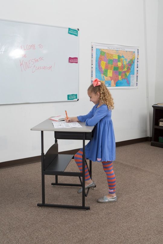 KidsFit Kinesthetic Classroom ABC Standing Desk with Footrest Bar
