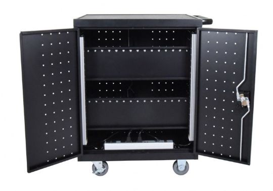 Laptop Charging Cart with Timer with Doors Open 